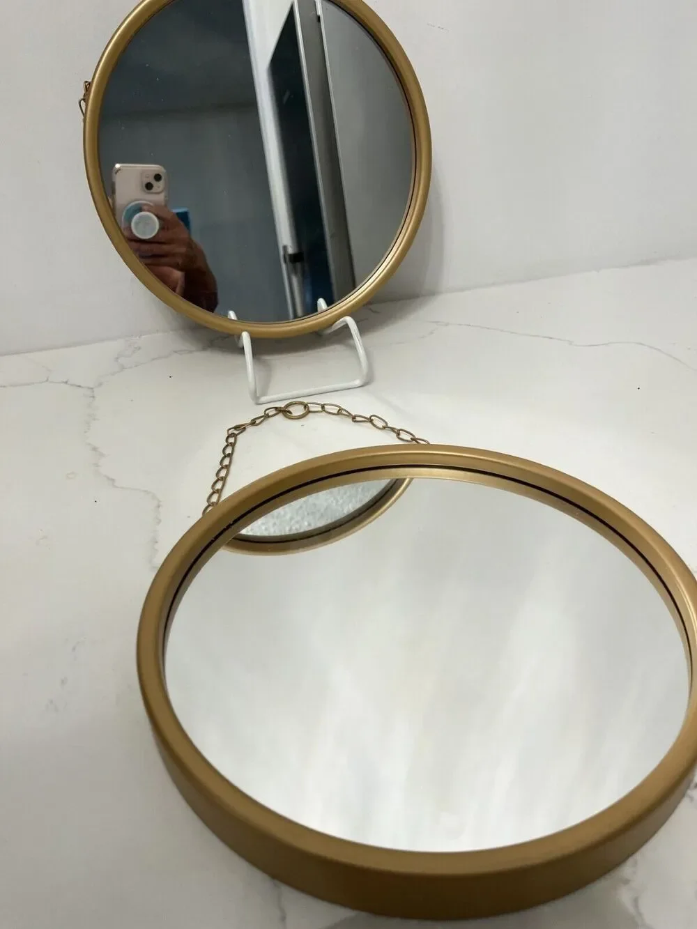 Round Wall Mirror Gold Frame Resin/Plastic 10